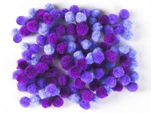 POMPONY POLIESTROWE 10 mm 120 szt. - mix fioletowy