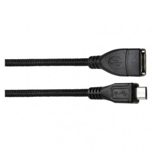 Przewód USB 2.0 gniazdo A - wtyk mikro B, OTG 15 cm czarny