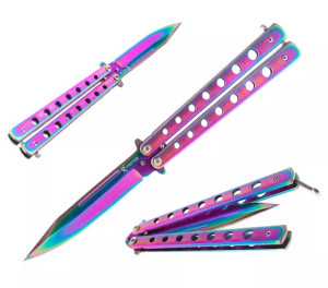 Nóż Motylek Tęczowy Nóż Motylkowy Rainbow Fade