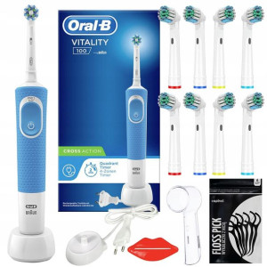 Zestaw Oral-B Vitality 100 Niebieska + zam. Precision x8 + osłonka
