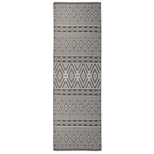 Dywan zewnętrzny o płaskim splocie, 80x250 cm, czarne pasy
