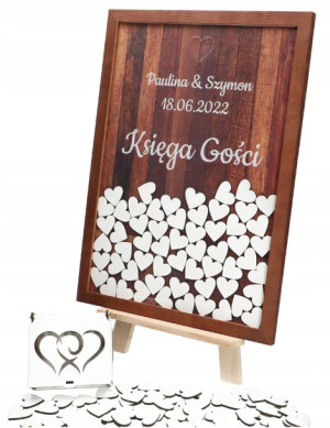 Księga Gości Ślub Wesele Obraz Ramka Serca Ksg002