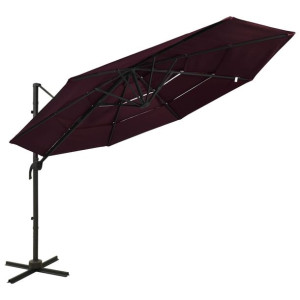 4-poziomowy parasol na aluminiowym słupku, bordowy