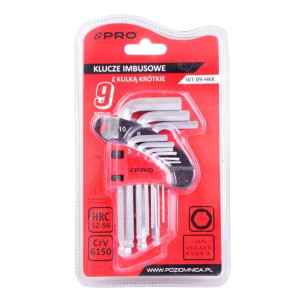Zestaw Kluczy Hex Z Kulką Krótkie Wt-09-hkk 9 Szt/opak
