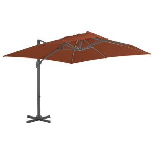 Wiszący parasol na słupku aluminiowym, terakotowy