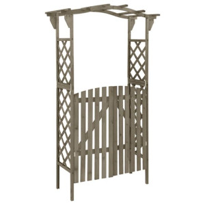 Pergola z furtką, 116x40x204 cm, szara, lite drewn