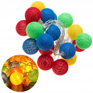 Lampki dekoracyjne LED cotton balls - kolorowe