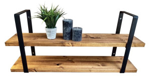 Półka Drewniana Podwójna Industrial Wisząca 40cm