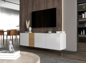 Szafka wisząca RTV Loft Industrialna Komoda RTV Biały wysoki połysk 160 cm