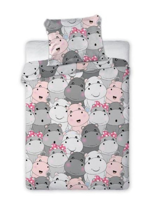 Pościel dziecięca 100% bawełna 100x135 Hippo hipcio