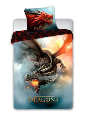 Pościel bawełna 140x200cm Smok Smoki Dragons