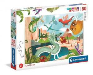 PUZZLE dla dzieci 60el CLEMENTONI Smok Smoki