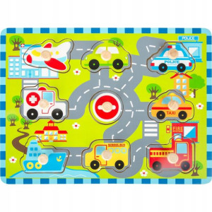 Drewniana układanka PUZZLE - Miasto Ulice Pojazdy
