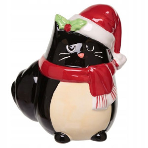 Świąteczna Ceramiczna skarbonka czarny KOT FELINE