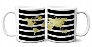 KUBEK Mapa Świata Mapa Ziemi Gold&Black JetJet