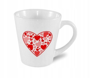 KUBEK 300ml LATTE Walentynki Miłość - Serce Serca