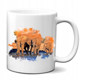 KUBEK 300ml Akwarele Art Animal Wild v74 Słonie