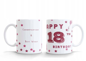 KUBEK Birthday Urodzinowy Kubek Happy 18 th Pink