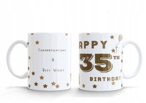 KUBEK Birthday Urodzinowy Kubek Happy 35 th Gold