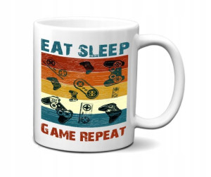 KUBEK 300ml Fana GIER Konsol EAT SLEEP GAME v1