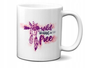 KUBEK 300ml Wild and free Boho Pink Łapacz snów
