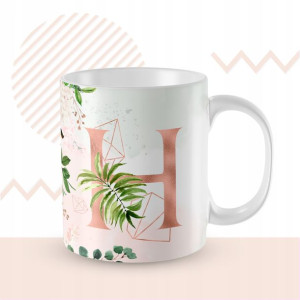 KUBEK 300ml LITERKA alfabetu kwiaty Monogram Art H