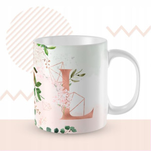 KUBEK 300ml LITERKA alfabetu kwiaty Monogram Art L