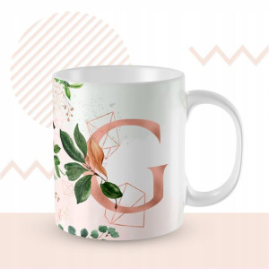 KUBEK 300ml LITERKA alfabetu kwiaty Monogram Art G