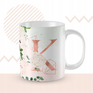 KUBEK 300ml LITERKA alfabetu kwiaty Monogram Art K