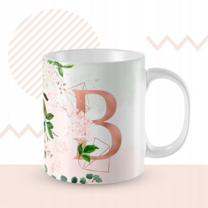 KUBEK 300ml LITERKA alfabetu kwiaty Monogram Art B