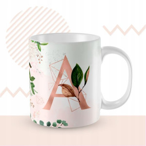 KUBEK 300ml LITERKA alfabetu kwiaty Monogram Art A
