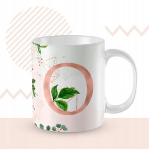 KUBEK 300ml LITERKA alfabetu kwiaty Monogram Art O