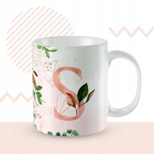KUBEK 300ml LITERKA alfabetu kwiaty Monogram Art S