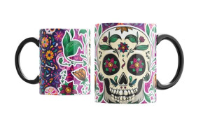 KUBEK CZARNY MUERTOS Czaszki Czaszka Meksyk v3