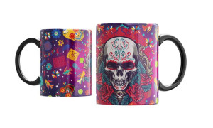 KUBEK CZARNY MUERTOS Czaszki Czaszka Meksyk v7