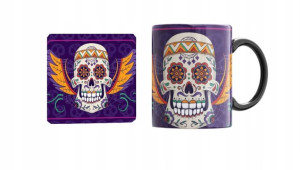 Czarny Kubek Muertos Czaszki podkładka korkowa v12