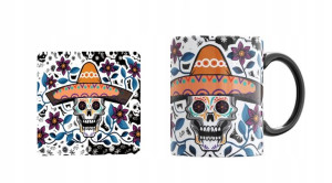 Czarny Kubek Muertos Czaszki podkładka korkowa v9