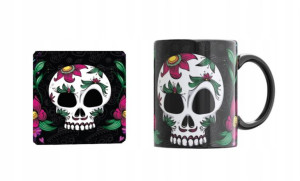 Czarny Kubek Muertos Czaszki podkładka korkowa v13