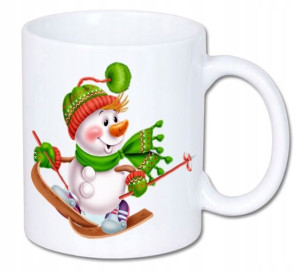 Kubek ceramiczny kolory HD+ Zima Święta Bałwanek