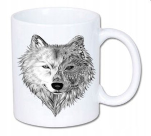 Kubek ceramiczny 300ml kolory HD+ Tattoo Wilk Wolf