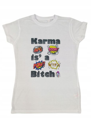 T-SHIRT KOSZULKA damska Slim Karma is' a Bitch - L