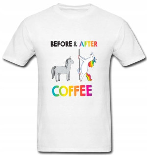 Koszulka T-shirt męski UNICORN JEDNOROŻEC COFFEE