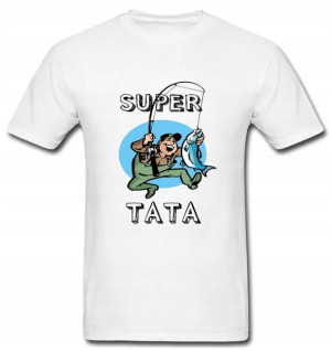 Koszulka T-shirt męski dla WĘDKARZA - SUPER TATA