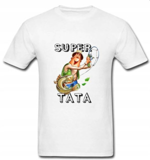Koszulka T-shirt męski dla WĘDKARZA - SUPER TATA