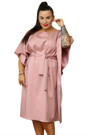 Sukienka ROLANDA oversize wiązana p.róż 50