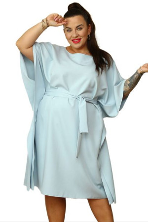Sukienka ROLANDA oversize wiązana błękit 54 PLUS SIZE