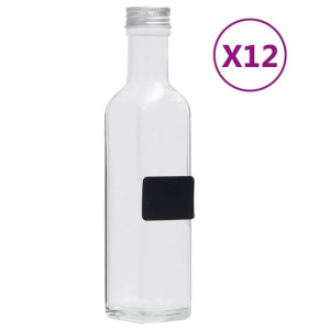 Szklane butelki z zakrętkami, 12 szt., kwadratowe,