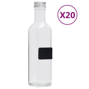 Szklane butelki z zakrętkami, 20 szt., kwadratowe,