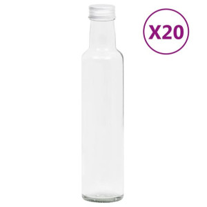 Małe, szklane butelki z zakrętkami, 260 ml, 20 szt