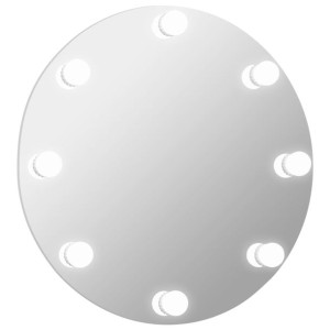 Lustro ścienne z lampkami LED, okrągłe, szklane